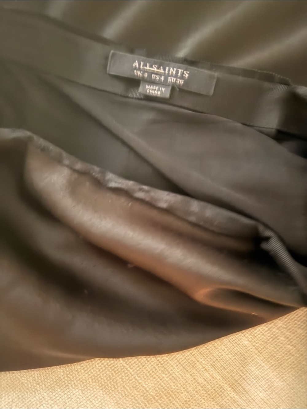 AllSaints Black Midi Skirt with Lace Hem - Picture 2 of 2
